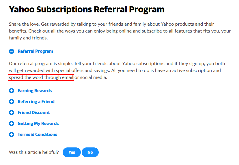 Yahoo Affiliate Program